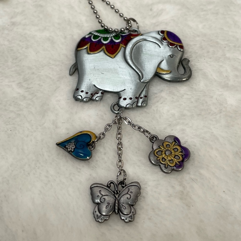 Cute Elephant Charm Large Silver